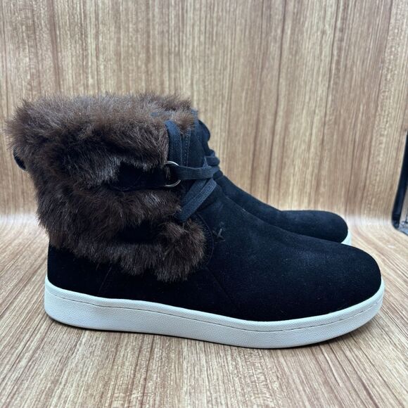 Bearpaw Skyline Bootie Neverwet Technology Black Lace Up Faux Fur Boot Size 9.5 - Picture 1 of 9